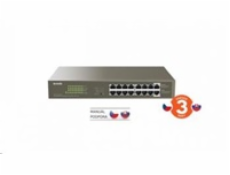 Tenda TEG1116P-16-150W 16xRJ45 Switch s 16xPoE 802.3af/at, 10/100/1000Mbps, 135W