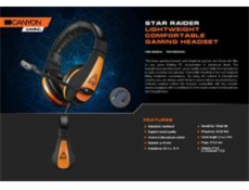 CANYON Herní headset STAR RAIDER GH-1A, 3,5mm jack, ovládání hlasitosti, 2v1, 3.5mm adapter, kabel 2m, černá/oranžová