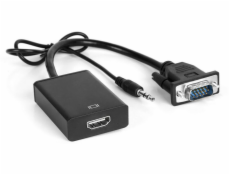 XtendLan Konvertor VGA (M) na HDMI (F), s audio propojením (jack 3,5mm), napájení přes USB micro (B), do 1080p