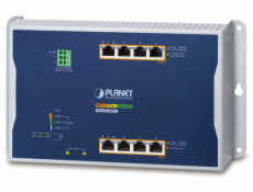 PLANET průmyslový plochý switch L2/L4, 8x1Gb, 2xSFP, PoE 95/360W, dual 48-56VDC, IP30, -40/75°C, fanless