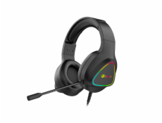 C-TECH herní sluchátka s mikrofonem Midas (GHS-17), casual gaming, RGB podsvícení,3,5mm jack+USB(pods.) černá