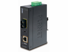 PLANET IGTP-802T konvertor RJ45/SC, 1Gbps, PoE injektor 802.3at, -40 až 75 st.C, IP30, ESD 12-48 V DC