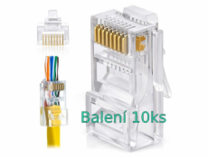 Konektor UTP RJ45EZ, Cat5e drát, licna RJ45/5SLD, průchozí síťový konektor 10ks