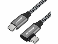 PremiumCord USB-C zahnutý kabel ( USB 3.2 GEN 2, 3A, 60W, 20Gbit/s ) 0,5m hliníkové krytky konektorů, bavlněný oplet