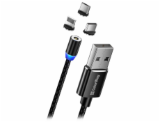 Colorway Datový Kabel 3v1 Lightning+MicroUSB+USB-C/ Magnetic/ 2.4A/ Nylon/ 1m