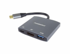 PremiumCord adaptér USB-C na HDMI, USB3.0, PD, rozlišení 4K a FULL HD 1080p