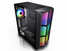 EVOLVEO Functio 3, case ATX, 1x120mm PWM ventilátor, RGB panel, průhledná bočnice, černá