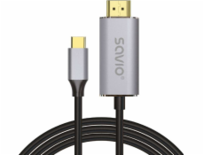 USB-C to HDMI 2.0B cable 1m silver-black golden tips SAVIO CL-170