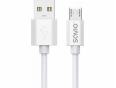 SAVIO CL-167 USB-A - micro USB kabel, 2A, 3m, bílý