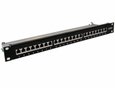 XtendLan Patch panel 19 , 24 portů CAT6A stíněný - černý