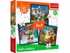 Puzzle 3v1 Seznamte se s roztomilými koťaty 44 koček