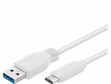 PremiumCord USB-C/male - USB 3.0 A/Male, bílý, 1m