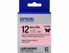 Epson zásobník se štítky – saténový pásek, LK-4HKK, černá/růžová, 12 mm (5 m)