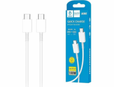 DENMEN D20C USB cable USB-C - USB-C PD Power Delivery 3 6A 100W 1M White