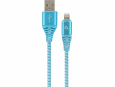 USB kabel Gembird USB 2.0 (AM/8-pin lightning M) textilní oplet 1m tyrkysově bílý Gembird