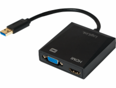 LogiLink USB HDMI D-Sub (VGA) adaptér, 0,1 m, černý (UA0234)