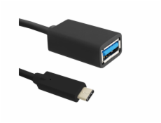 Kabel USB Qoltec USB-C - USB-A 0.2 m Czarny (50485)