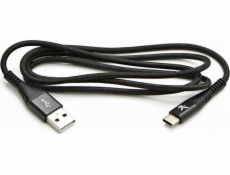 USB kábel Logo USB kábel (2.0), USB A M-USB CM, 2m, 480Mbps, 5V/3A, čierny, Logo, krabica, nylonové opletenie, hliníkový kryt konektora