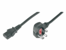 Digitus Napájecí kabel, zástrčka UK, úhlová 90 ° - C13 M / F, 1,8 m, H05VV-F3G 0,75qmm, pojistka 5A, černá