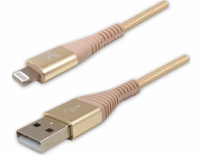 Kábel USB kábel USB kábel (2.0), USB AM - Apple Lightning C89 M, 2M, MFI Certifikát, 5V/2.4A, Zlato, Logo, Box, Nylon Braid, hliníkový kryt