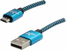 Kábel USB Logo USB-A - microUSB 2 m Czarno-niebieski