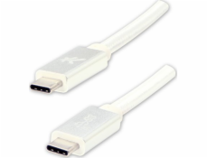 Kábel USB kábel USB kábel (3.2 Gen 2), USB CM - USB CM, 1M, dodávka napájania 100 W, 10 GB/S, 20V/5A, biela, logo, krabica, nylonový vrkoč, hliník O