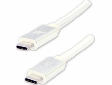 Kábel USB kábel USB kábel (3.2 Gen 1), USB CM - USB CM, 2M, 5 GB/S, 5V/3A, biele, logo, krabica, nylonový vrkoč, spojovací kryt hliníka