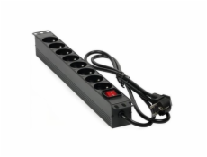 Rozvodný panel MHPower PDU-FR4K8 19  8x230V, 16A, 4000W, černý, kabel 1,8m, hliníkový