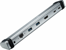 CANYON replikátor portů DS-6, 1xUSB-C (PD 60W), 1xHDMI, 2xUSB 3.0, 1xRJ45 Gb, 1x3.5mm jack