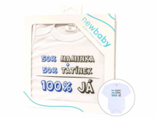 Body s potiskem New Baby 50% MAMINKA + 50% TATÍNEK - 100% JÁ modré - dárkové balení