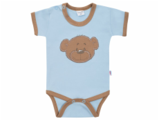 Kojenecké bavlněné body s krátkým rukávem New Baby BrumBrum blue brown