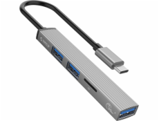 ORICO HUB USB-C; 3x USB-A (2x2.0 1x3.1) TF 5 GBPS AH-12F-GY-BP