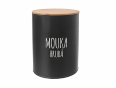 Dóza na hrubou mouku BLACK plech / bambus