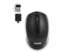 PORT CONNECT Wireless office, bezdrátová myš, USB-A/USB-C dongle, 2,4Ghz, 1000DPI, černá