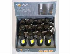 Solight LED kovová svítlna 3W + COB, 150 + 60lm, AA, černá - WL115