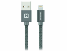 Swissten Datový Kabel Textile Usb / Lightning 0,2 M Šedý