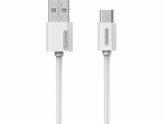 USB TYPE-C 3A CABLE SOMOSTEL WHITE 3100 mAh QUICK CHARGER 1,2 M POWERLINE SMS-BP02 WHITE - bending life 6000 +