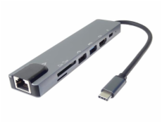 PremiumCord USB-C na HDMI + USB3.0 + USB2.0 + PD + SD/TF + RJ45 adaptér