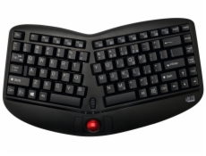 Adesso WKB-3150UB/ bezdrátová klávesnice 2,4GHz/ ergonomická/ trackball/ USB/ černá/ US layout