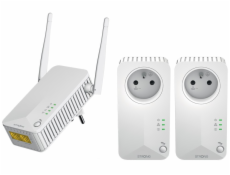 STRONG sada 3 adaptérů Powerline WF 600 TRI FR/ Powerline 600 Mbit/s/ Wi-Fi 300 Mbit/s/ 2x LAN/ bílý