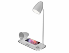 Tellur Nostalgia stolní lampa s bezdrátovou nabíječkou 15W, a Bluetooth reproduktorem 5W, bílá