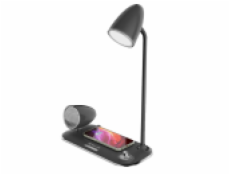 Tellur Nostalgia stolní lampa s bezdrátovou nabíječkou 15W, a Bluetooth reproduktorem 5W, černá