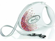 FLEXI Glam Splash Orient so Swarovski crystals M - Dog Retractable lead - 5 m - white