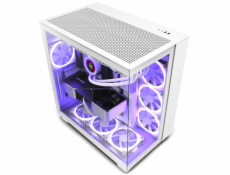 NZXT skriňa H9 Flow dvojkomorová ATX / 4x120mm fan / až 10xfan / perforovaný top / preskl. bočnice, front / biela