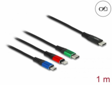 Delock Nabíjecí kabel USB 3 v 1 USB Type-C™ na Lightning™ / Micro USB / USB Type-C™, 1 m