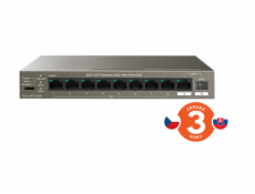 Tenda TEG1110PF-8-102W PoE AT switch 8xPoE 802.3af/at + Uplink RJ45 + SFP port, 92W, PoE+, fanless