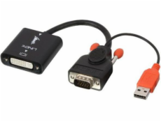 Lindy AV adaptér DVI-I - D-Sub (VGA) + USB-A čierny (38184)