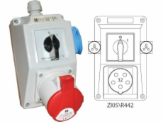 Spamel Inštalačná sada so zásuvkou 32A 5P+2x2P+Z 0-1 červená (ZI05R442)