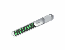 Tellur Temporary car parking telefón number card metallic silver