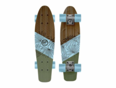 Spokey WOO-FISH Dřevěný pennyboard 56 x 15 cm, ABEC7, světle modrý